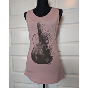 Hard Rock Cafe Miami Size L Tank Top Dusty Pink Guitar Bird Graphic "Rock Free"